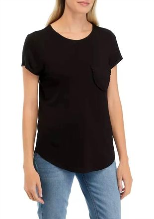 Cupio Chest Pocket Stretch Crepe Top In Black