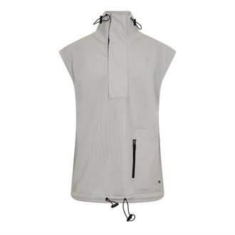 HUGO BOSS Mens Hooded Neck High Collar Tech Vest Sweatshirt in Pastel Grey - Size 2XL