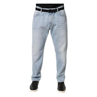 Dolce & Gabbana Loose-fit Jeans, male, Blue, Size: XL Washed Loose Cotton Denim Jeans