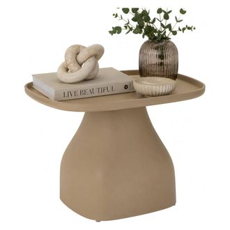 Dmora Mesa De Sal&oacute;n Derben, Para Interior/exterior, Esquinas Redondeadas, Forma Cuadrada, Color Gris, 48x48x38h Cm Gris Tortora