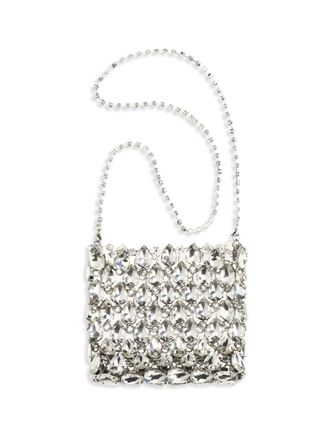 Self Portrait Crystal Mesh Shoulder Bag - Silver