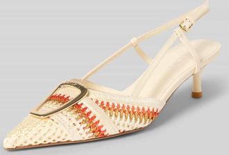 Marc Cain Pumps aus Leder mit Pfennigabsatz in Ecru, Gr&ouml;&szlig;e 37