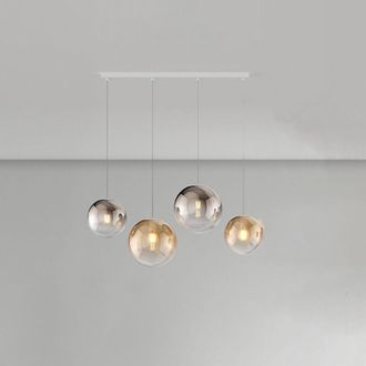 Top-Light Top-light - Lampadario Moderno Big Eclipse Metallo Bianco Vetro Ambra-Bronzo 4 Luci E27