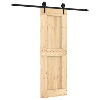 Berkfield Home Sliding Door with Hardware Set 70x210 cm Solid Wood Pine in Natural