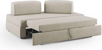 Divani.Store Liberty Sof&aacute; Con Puff Extra&iacute;ble Y Respaldo Desmontable En Tela Impermeable 180 Cm Crema