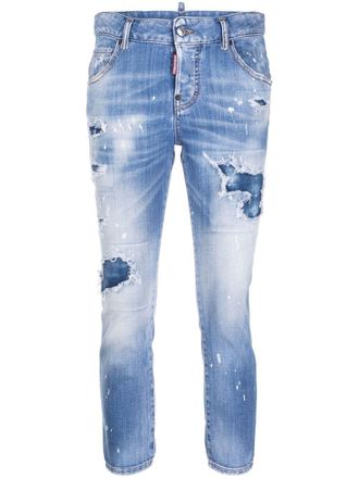 Dsquared2 distressed cropped jeans - Blauw