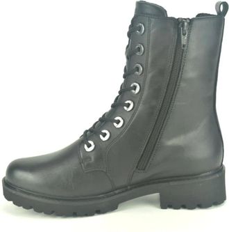 Remonte Zwarte Enkellaars met Bandjes - Dames - Veterlaarzen - Zwart - 37 EU - Schoenen
