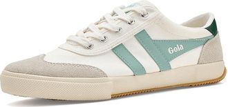 Gola Badminton Womens Shoes White/Surf/Evergreen : 7.5 B - Medium, Suede/Leather/Canvas