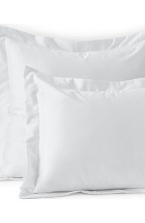 Lands End 400 Thread Count Premium Supima Cotton No Iron Sateen Embroidered Pillow Sham in White Dots at Nordstrom, Size Standard