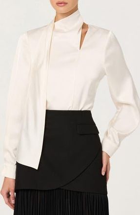 ASTR the Label Felista Scarf Neck Long Sleeve Shirt in Off White at Nordstrom Rack, Size Large