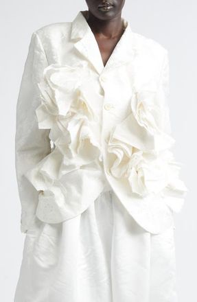 Comme Des Gar&ccedil;ons Floral Damask Single Breasted Blazer in Off-White at Nordstrom, Size X-Small