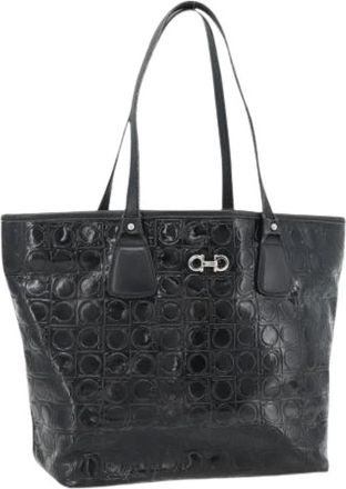 Ferragamo Pre-owned Patent Leather Tote Bag - Dames - Vintage Shopper - Zwart - ONE Size - Leer - Vintage