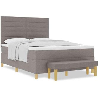 vidaXL Box Spring Bed with Mattress Taupe 140 x 200 cm Fabric vidaXL