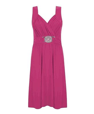 Generic New Womens Sleeveless Buckle Flared Bridesmaid Party Skater Short Length Dress. UK 8-26