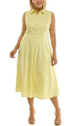 Nicole Miller Sleeveless Poplin Midi Shirtdress in Celestial Yellow at Nordstrom Rack, Size X-Large