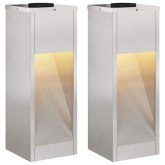 vidaXL Luz De Sendero Led Solar 2 Pcs Plateado Acero Inoxidable Vidaxl