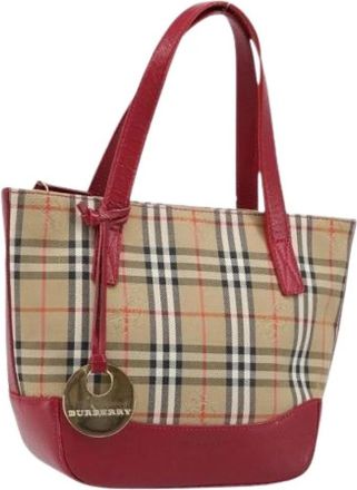 Burberry Pre-owned Canvas Tote Bag - Dames - Vintage Shopper - Veelkleurig - ONE Size - Leer - Vintage