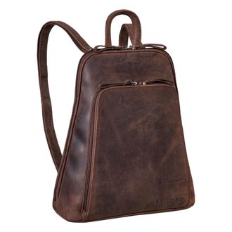 STILORD Martha Womens Vintage Leather Backpack | Elegant and Modern Daypack for City, Going Out, Shopping, and Work | Genuine Leather Rucksack, Colour:montero
