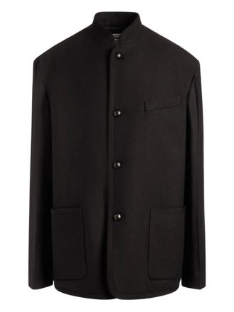 Bally mandarin-collar button jacket - men - Virgin Wool/Polyamide - 48 - Black