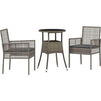 vidaXL Conjunto De Comedor De Jard&iacute;n 3 Pcs Gris Polirat&aacute;n Vidaxl