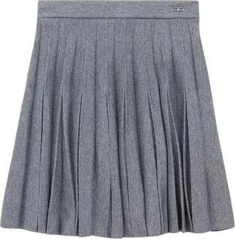 Balenciaga Rokken, Dames, Grijs, S, Wol, Geplooide Rok