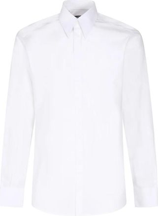 Dolce & Gabbana Witte Katoenen Elastan Overhemden - Heren - Zakelijke Overhemden - Wit - 2XL - Katoen - Overhemden