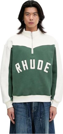 Rhude Monaco Quarter-Zip Sweatshirt - Heren - Sweatshirts & Hoodies - Groen - Maat: L Katoen