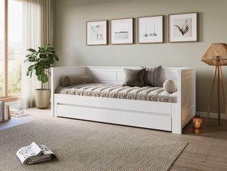 Flair Erika Solid Wood Guest Bed in White | Size: EU Single