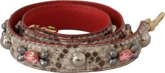 Dolce & Gabbana Beige Exotisch Leren Studs Schouderriem