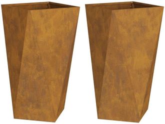 vidaXL Jardinera 2 Pcs Oxidado 40 X 40 X 75 Cm Acero Autopatinable Vidaxl