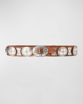 Ralph Lauren Collection Leather Cast Concho Belt