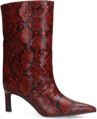 Sacha enkellaarzen met slangenprint rood