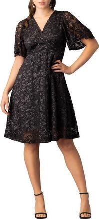 Kiyonna Starry Sequin Lace Cocktail Dress in Storm Grey at Nordstrom, Size X-Large