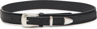 Christophe Lemaire Minimal Western Grained Leather Belt - Black - 90 (UK 14 / XL)