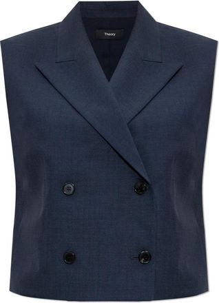 Theory Jassen, Dames, Blauw, S, Leer, Vest met zakken
