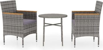 vidaXL Vidaxl - Juego De Comedor Para Jard&iacute;n 3 Piezas Rat&aacute;n Sint&eacute;tico Gris