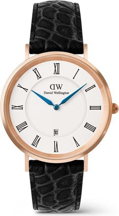 Daniel Wellington Classic Roman Numerals Leather Strap Watch, 40mm in White/rose/black at Nordstrom