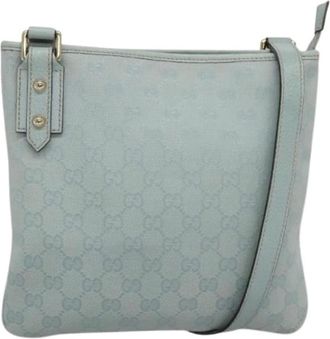 Gucci Pre-owned Cross Body Bags, female, Blue, Size: ONE SIZE Pre-owned Vintage GG Canvas Shoulder Bag
