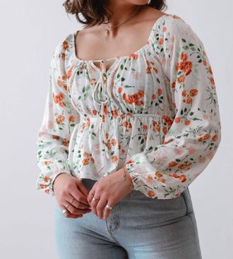 Sadie & Sage Bloom Brigade Top In Ivory Floral
