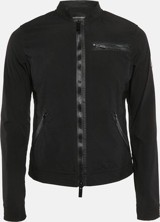 Emporio Armani Black Textured Synthetic Johnny Slim Fit Jacket