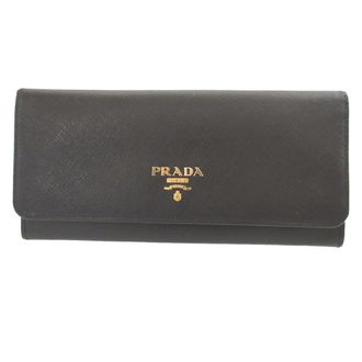 Prada Black Saffiano Triangle Long Wallet (Bi-Fold) (Pre-Owned)