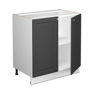 Vicco Armario Bajo Para Fregadero Fame-line, Antracita-oro, 80 Cm Con Estante, Et Roble