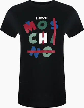 Love Moschino Womens Love Moschino Jumble Logo Black T-Shirt - Size: 18/16