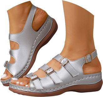 Generic Womens Orthopedic Wedge Sandals Dressy Summer Platform Wedge Wedding Shoes Ankle Strap Evening Sandals Fashion Casual Bridal Beach Shoes 2026 (5.5)