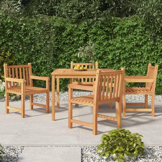 vidaXL Juego De Comedor Para Jard&iacute;n 5 Piezas Madera Maciza De Teca Vidaxl