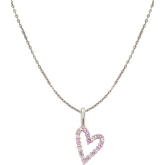 Made by Mary Pink CZ Heart Charm Necklace in Silver at Nordstrom, Size 16