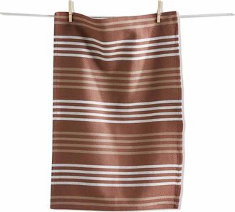 Tag Basket Weave Stripe Dishtowel Set of Six Latte Color in Brown at Nordstrom