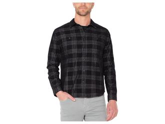 Liverpool L.A. Long Sleeve Double Pocket Button Up Shirt Mens Short Sleeve Knit Black/ Grey : 2XL, Cotton