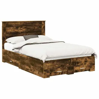 vidaXL Struttura Del Letto Con Cassetto Rovere Fum&eacute; 120 X 200 Cm Vidaxl