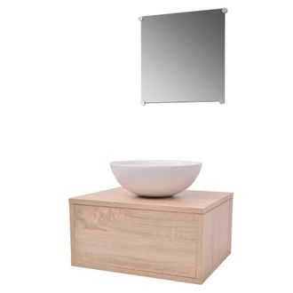 vidaXL Conjunto De Mueble Y Lavabo 3 Piezas Beige Vidaxl